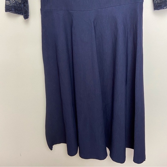 Miusol dress navy blue lace 3/4 sleeves stretchy A-Line midi small fit & flare - Picture 10 of 16